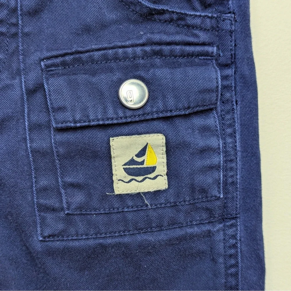 Vintage Gymboree Sailboat 2002 Boat Navy Plaid Lined Overalls Y2K 12-18 Months
